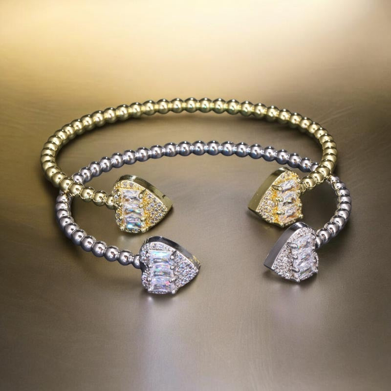 Pulsera Abierta Para Mujer De Cobre De Corazón