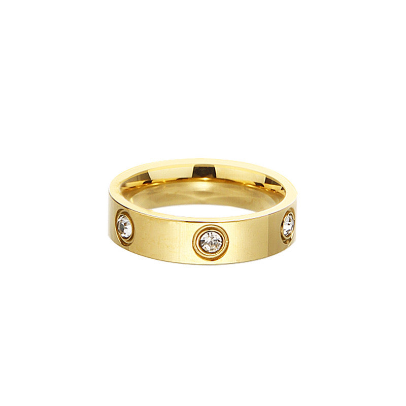 ✨Anillo De Acero Con Incrustación De Circón Y Diseño Galvanizado✨
