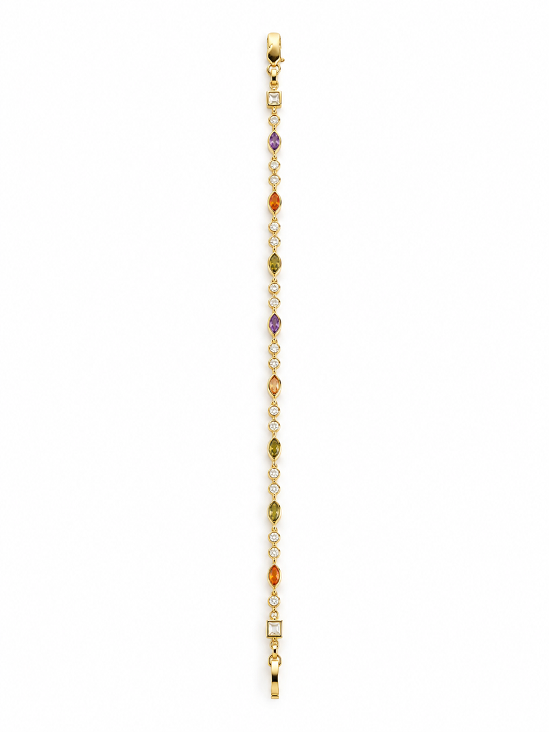 Pulsera Dorada con Piedras Multicolor